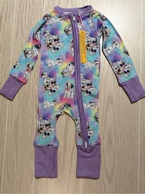 Boutique Bamboo Sleeper 0-3M Dalmatian Puppy 2-Way Zip Convertible NWT